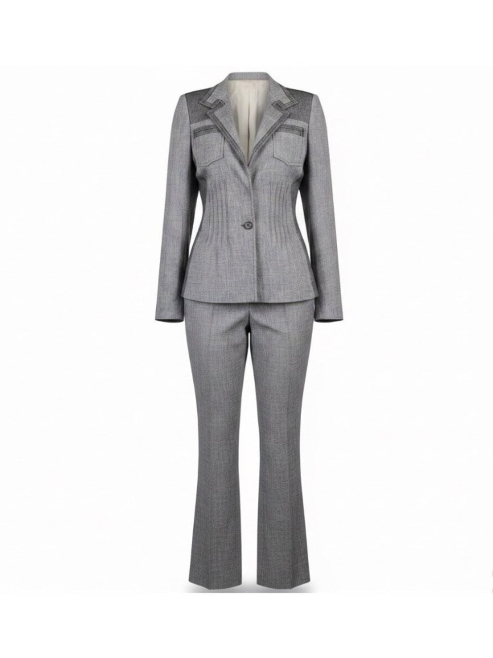 Elie Tahari Womens Gray Blazer & Pants Suit  Stretch Elevated Look Size 2